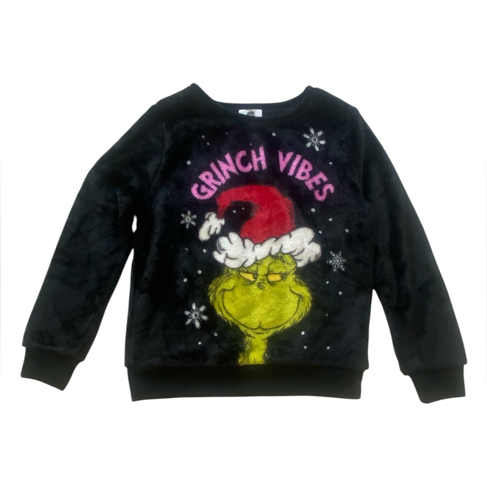 THE GRINCH Black Plush Long Sleeve Sweatshirt  Size: M